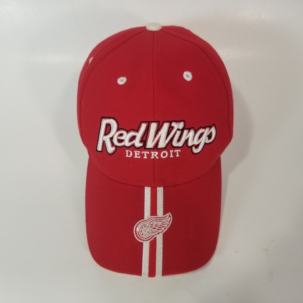 Detroit red Wings Hat Cap Red Script Vintage 90's Twins Enterprise NHL Hockey